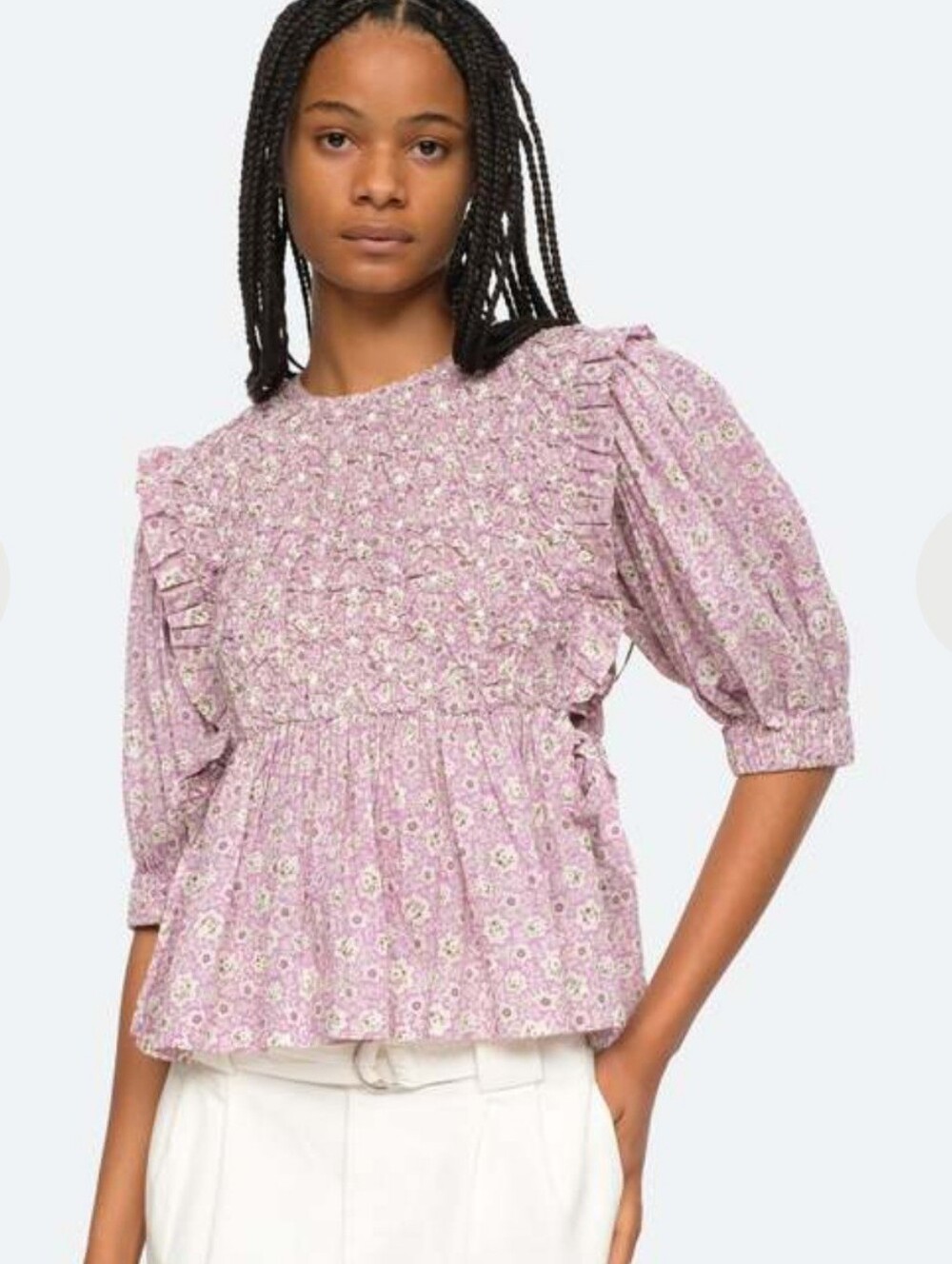 Sea New York Ida Smocked Top in a floral print